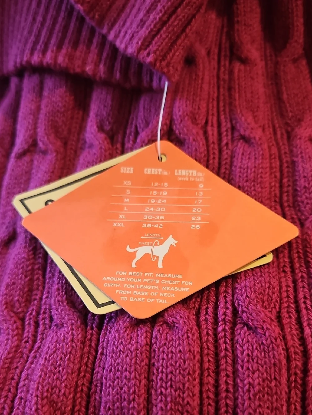 FREE* St. John’s Bark adorable Cable Knit cotton Dog sweater Hot Fuchsia  Sz.L